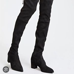 Stuart Weitzman Thighland Black Suede Over The Knee  Highland Boots 8 1/2